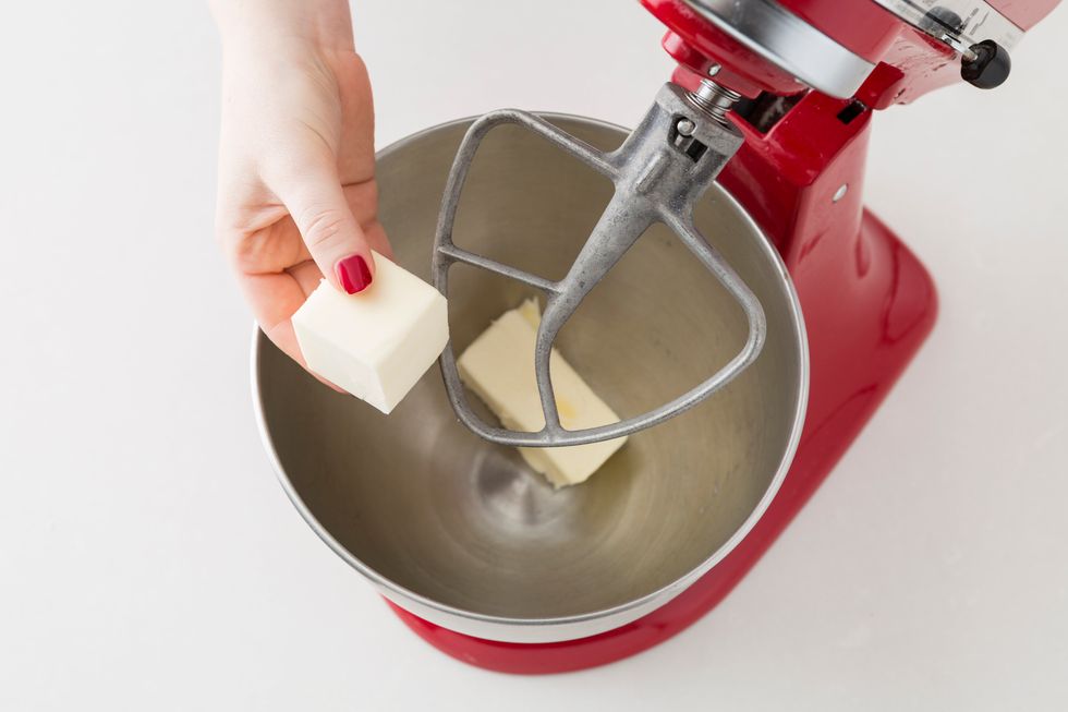 Beat 3/4 cups of butter for one minute, until completely smooth and creamy.