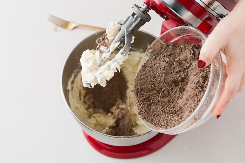 On low speed, slowly mix into the wet ingredients until combined.