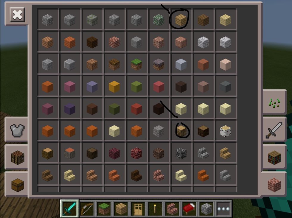 1.2:1/2: get the oak wood and oak wood planks.