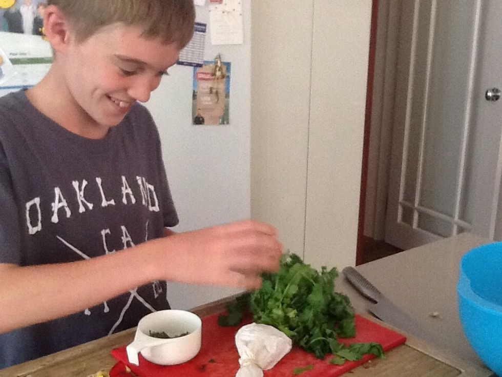 1/2 a cup of fresh coriander leaves.