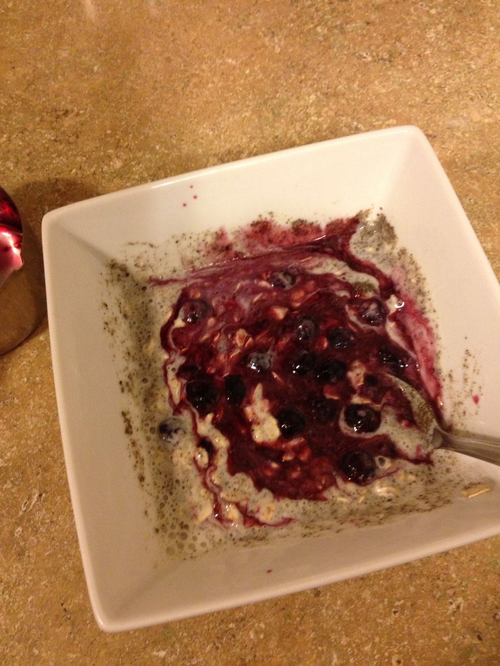 1/2 cup blueberries and mix