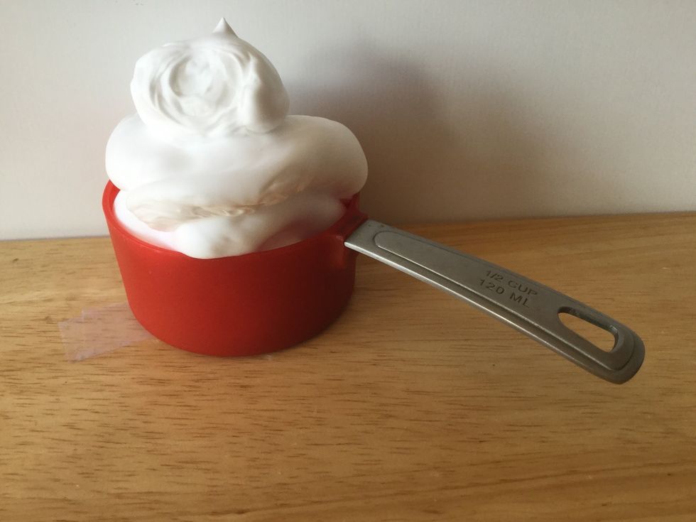 1/2 cup of shaving cream, maybe more