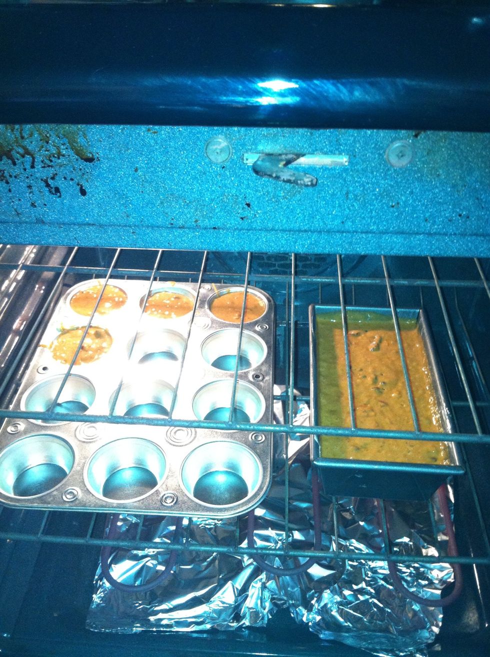 1/2 of all the fruit makes one loaf and 3 cup cakes.. dont fill  up the cake container .. will growwwww!!