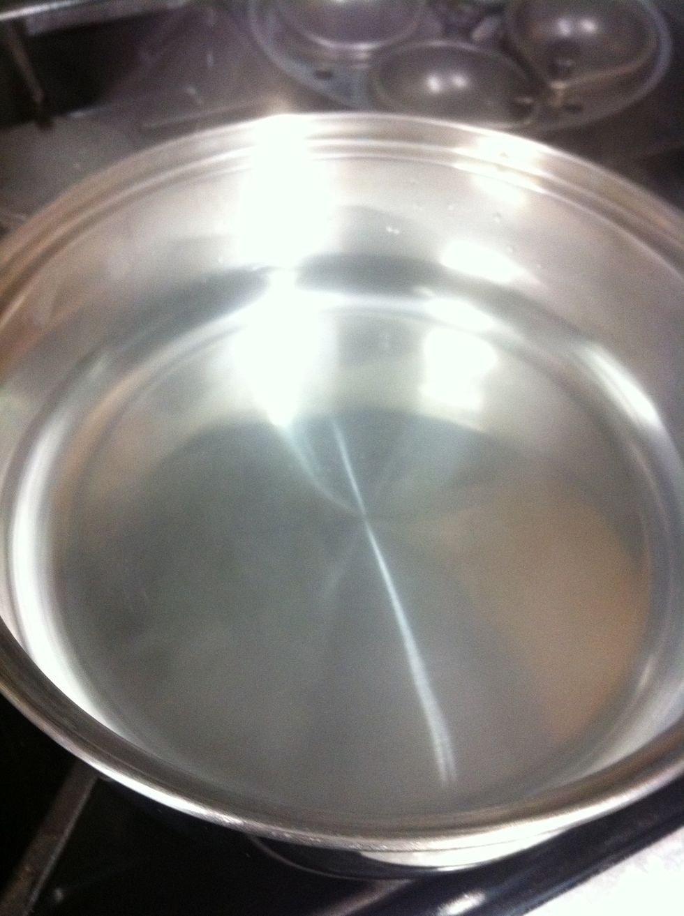 1/3 fill the pan with the boiled water