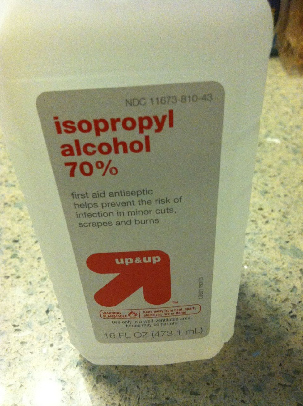 1/4 cup of rubbing alcohol. This agent acts as your disinfectant so make sure you add this in.