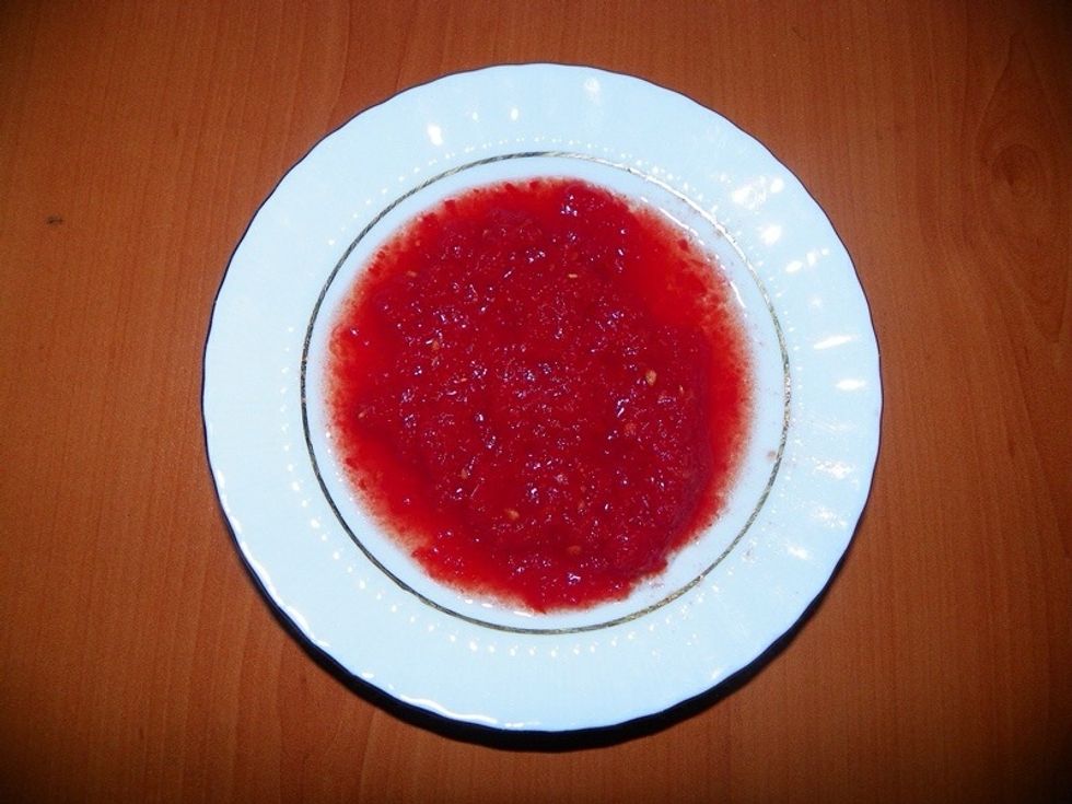 1.5 tablespoons of pure\u00e9d (or canned) tomatoes.