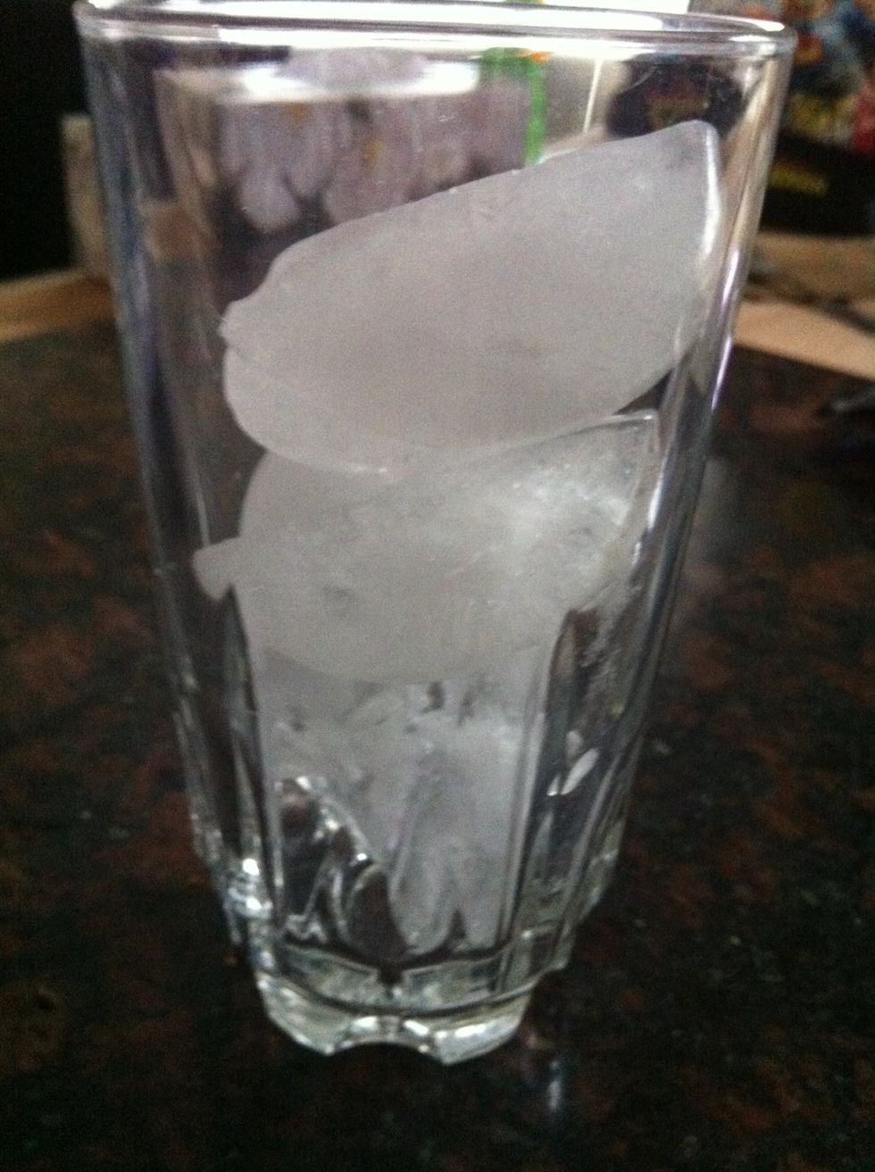 #1. After you have gathered all your supplies, prep your drinking glass with some ice.