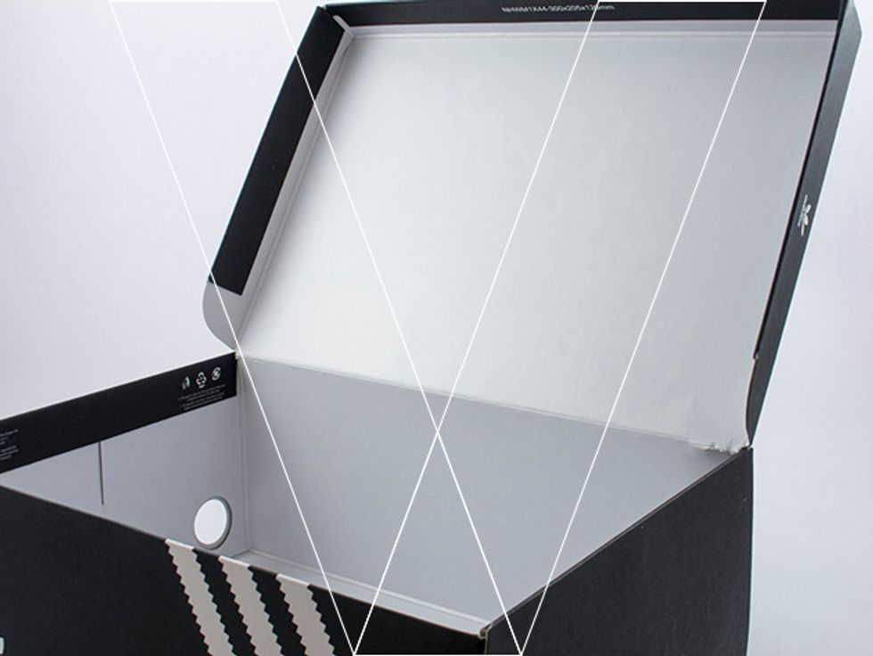 1. Box Construction. Adidas NMD WM City Sock's have a black retail box with glued over side panels, unlike standard blue Adidas Originals boxes which have interlocking side panels.