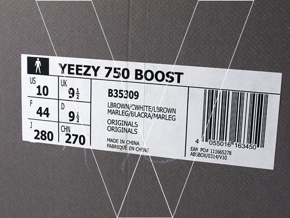 1. Box Label: The box has a label on the one side detailing style name, size, color, country of manufacture and a style & PO number. Check that the style (ART) and PO (#) numbers match the shoe label.