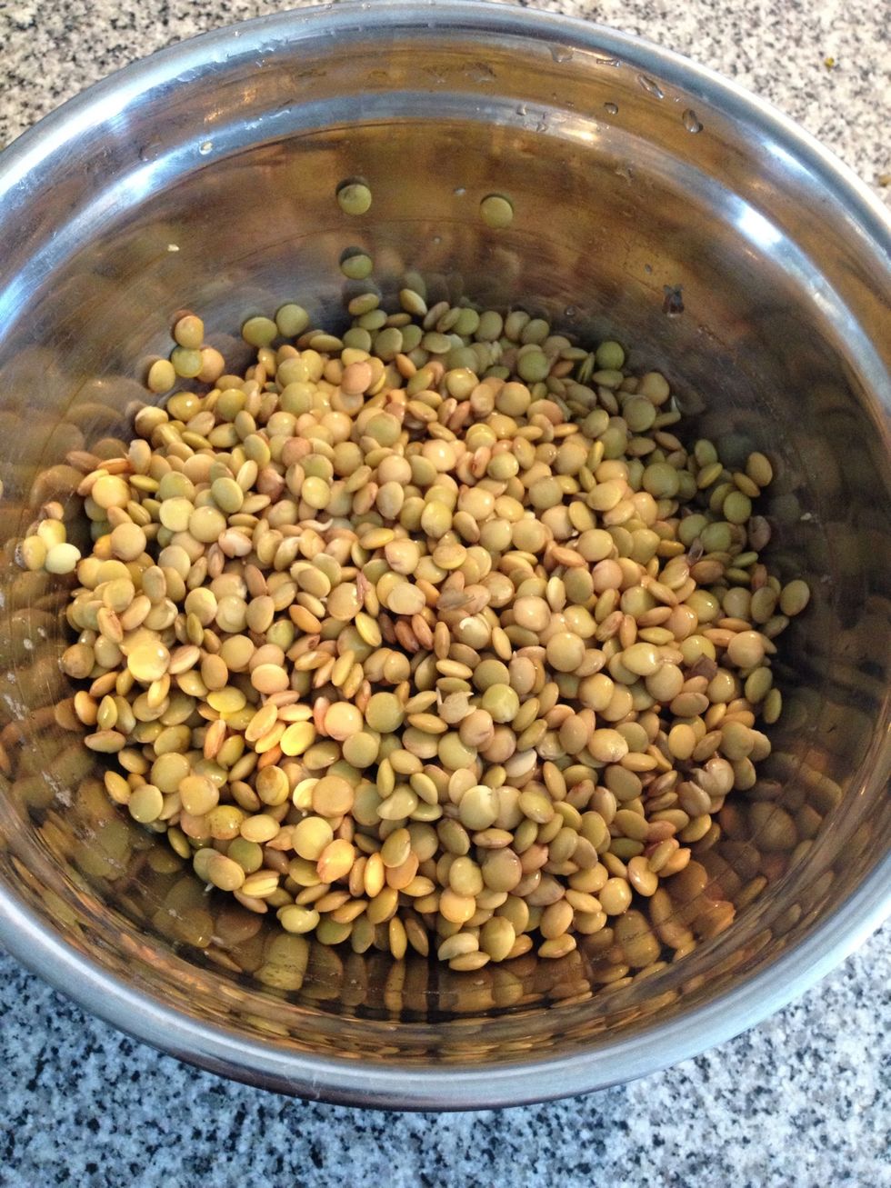 1 cup of lentils soaked one night and strained to cook