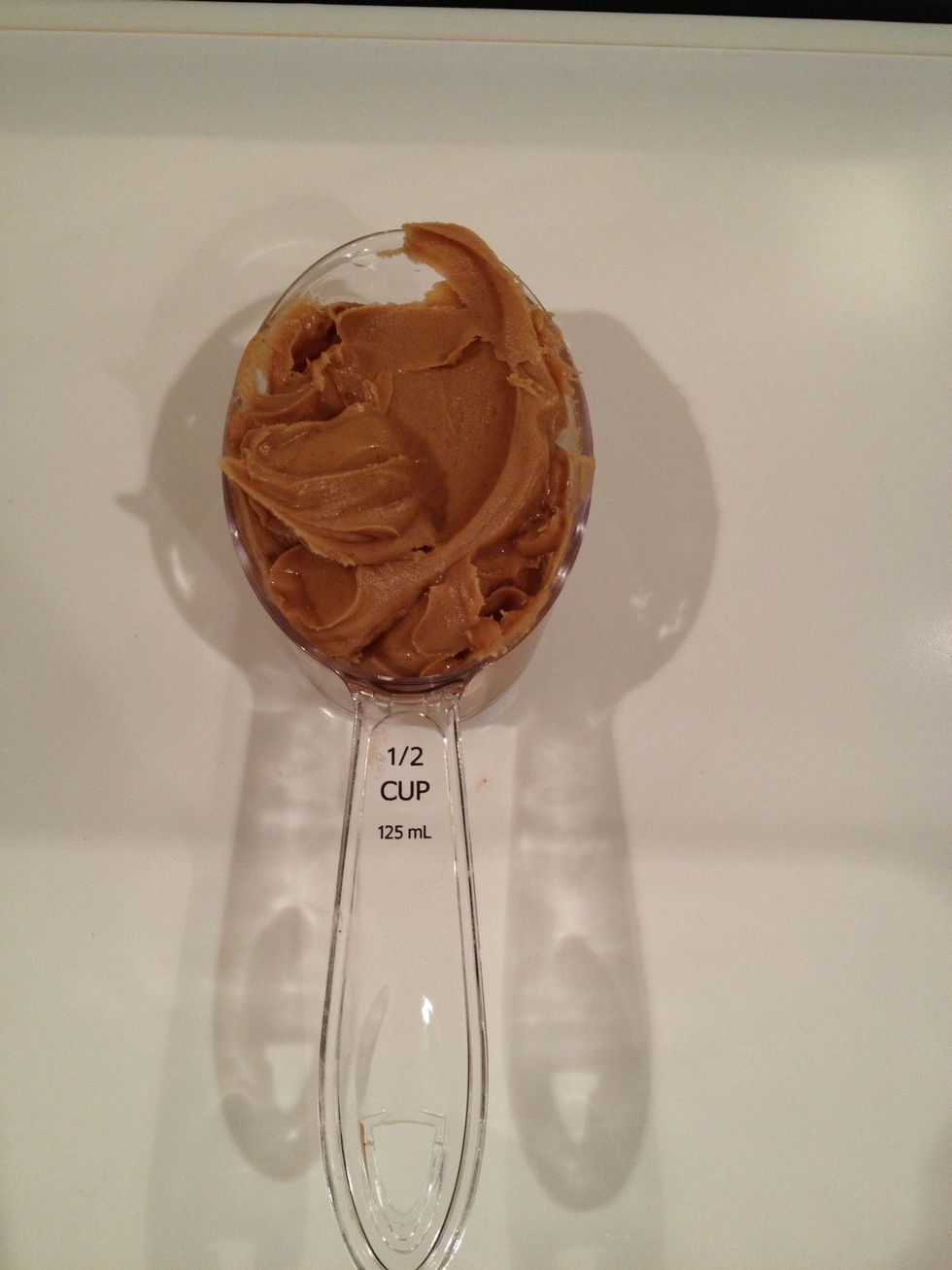 1 cup of peanut butter in the microwave for 30 seconds. I did this twice with a half cup:)