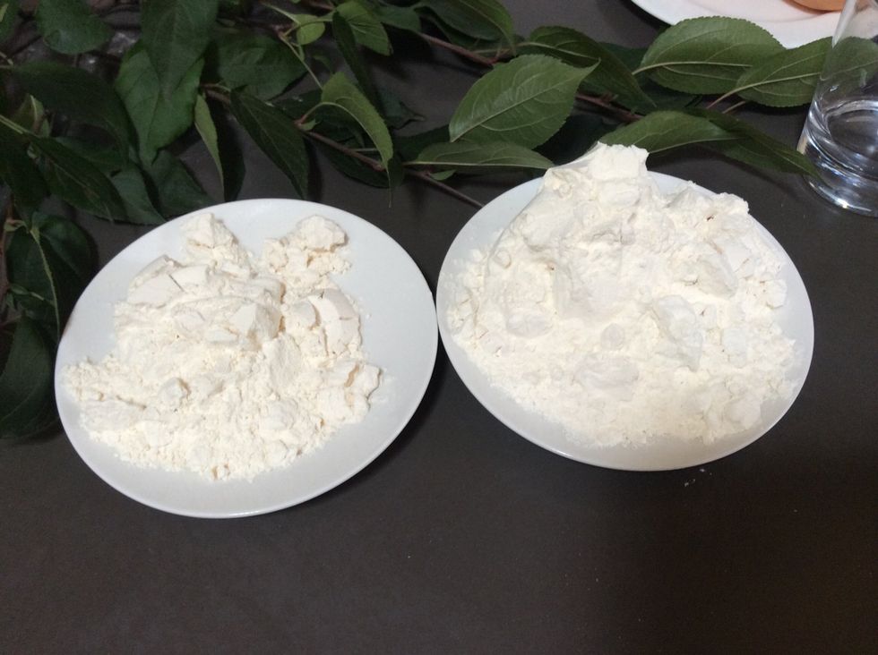 1 cup self raising flour and 1/2 cup plain flour
