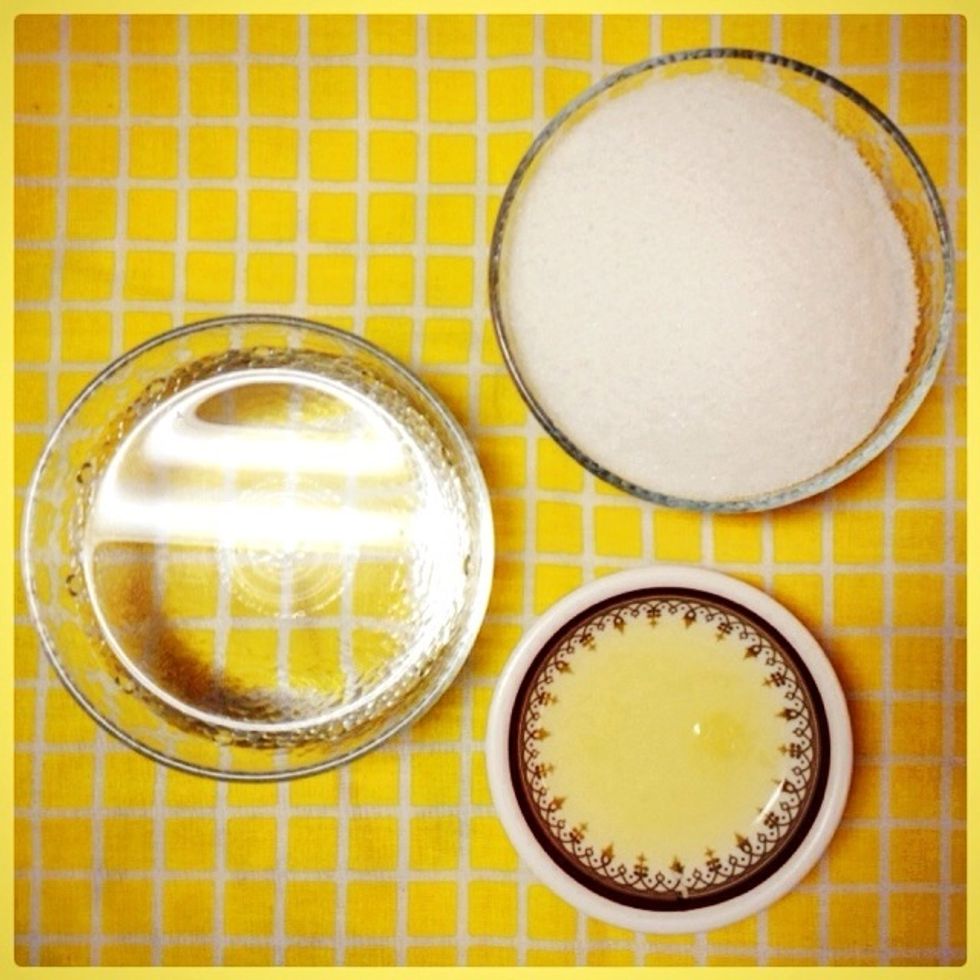 1 Cup Sugar, 1/2 Cup Water, 1/2 Teaspoon Lemon Juice.