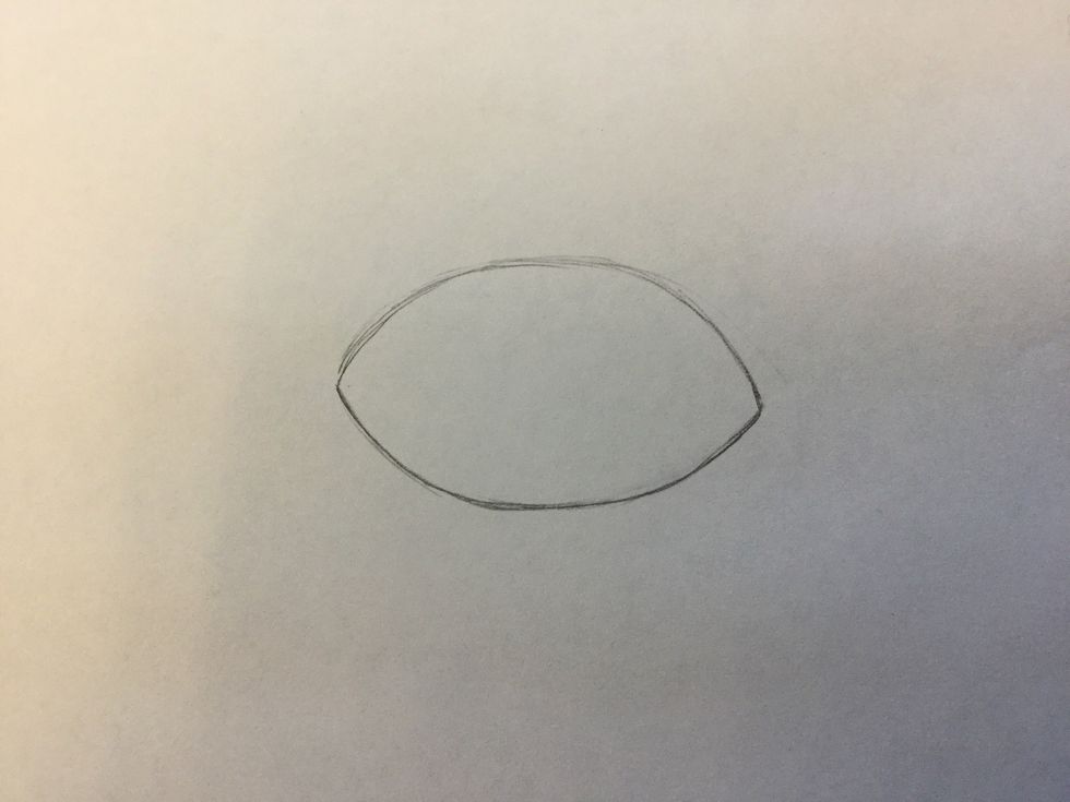 1. Draw an almond shape lightly with pencil