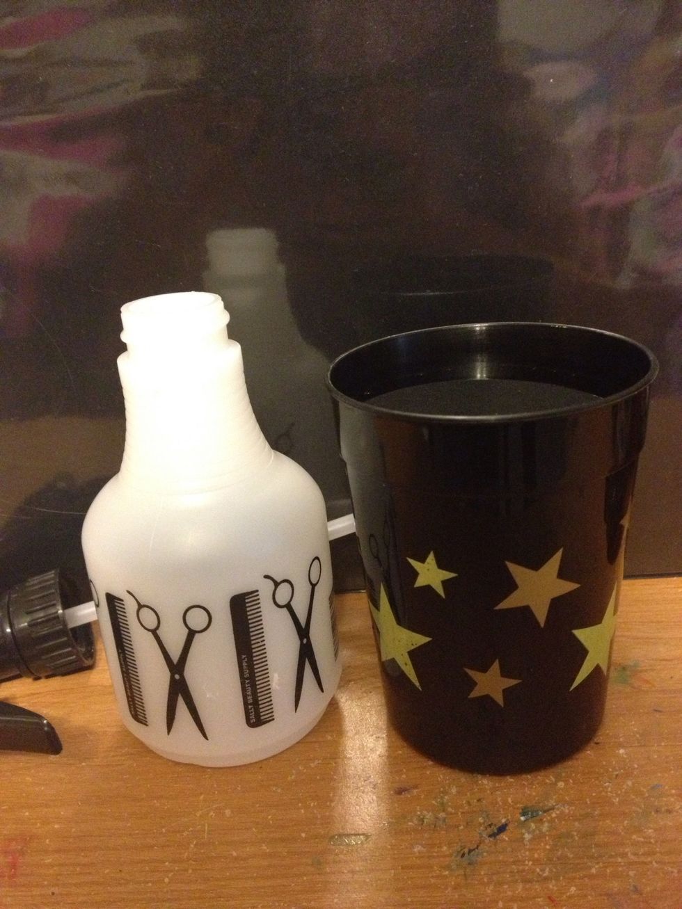 1.) fill up the bottle half way with water