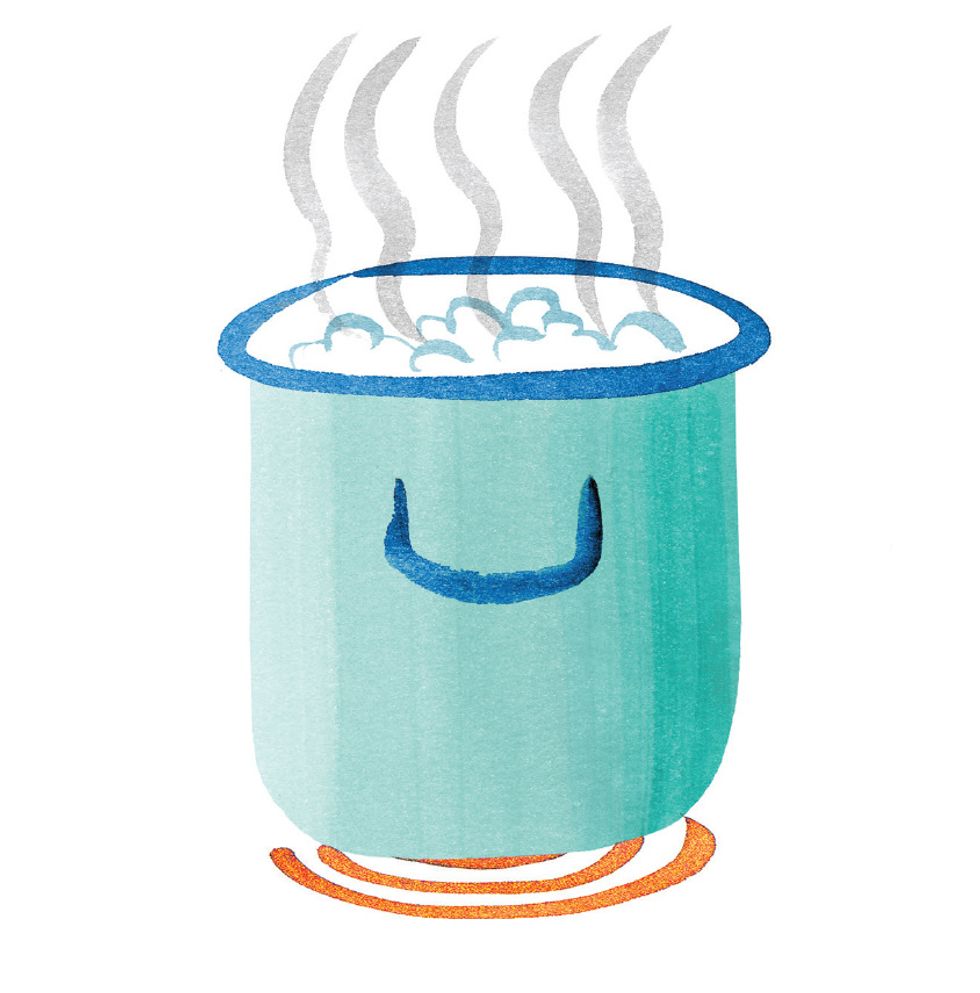 1. Parent: Bring a large pot of water to a boil. Fill a big bowl with cold water and ice. Cut a small "x" shape into the bottom of each tomato.