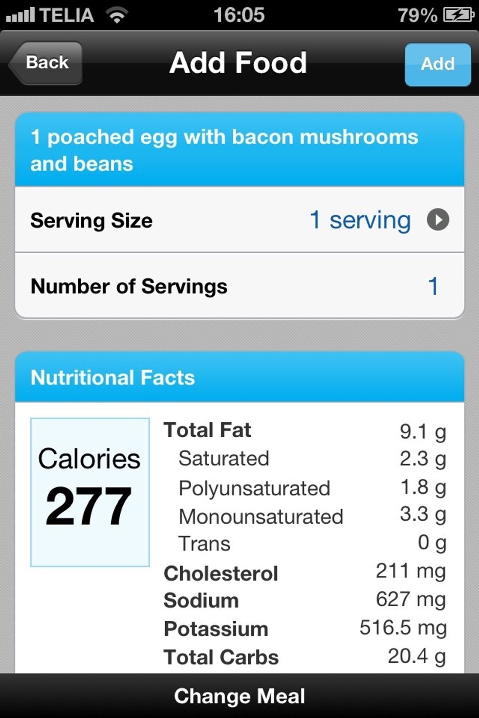 1 poached egg (scramble egg whites instead if you're watching cholesterol) with grilled mushrooms, bacon & baked beans. This is delicious & filling with 1/4 calories and less than 1/3 of the fat :)