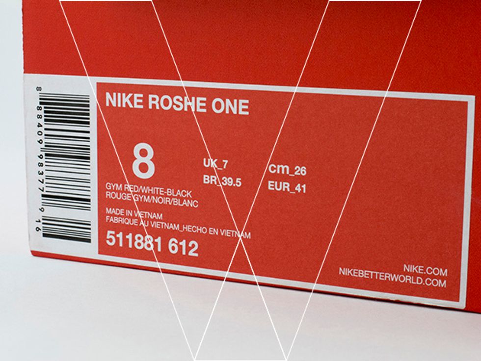 1. Retail box labels detail barcode, style name, size, color, country of manufacture and style number. Check the style number matches the shoe label and sales receipt.