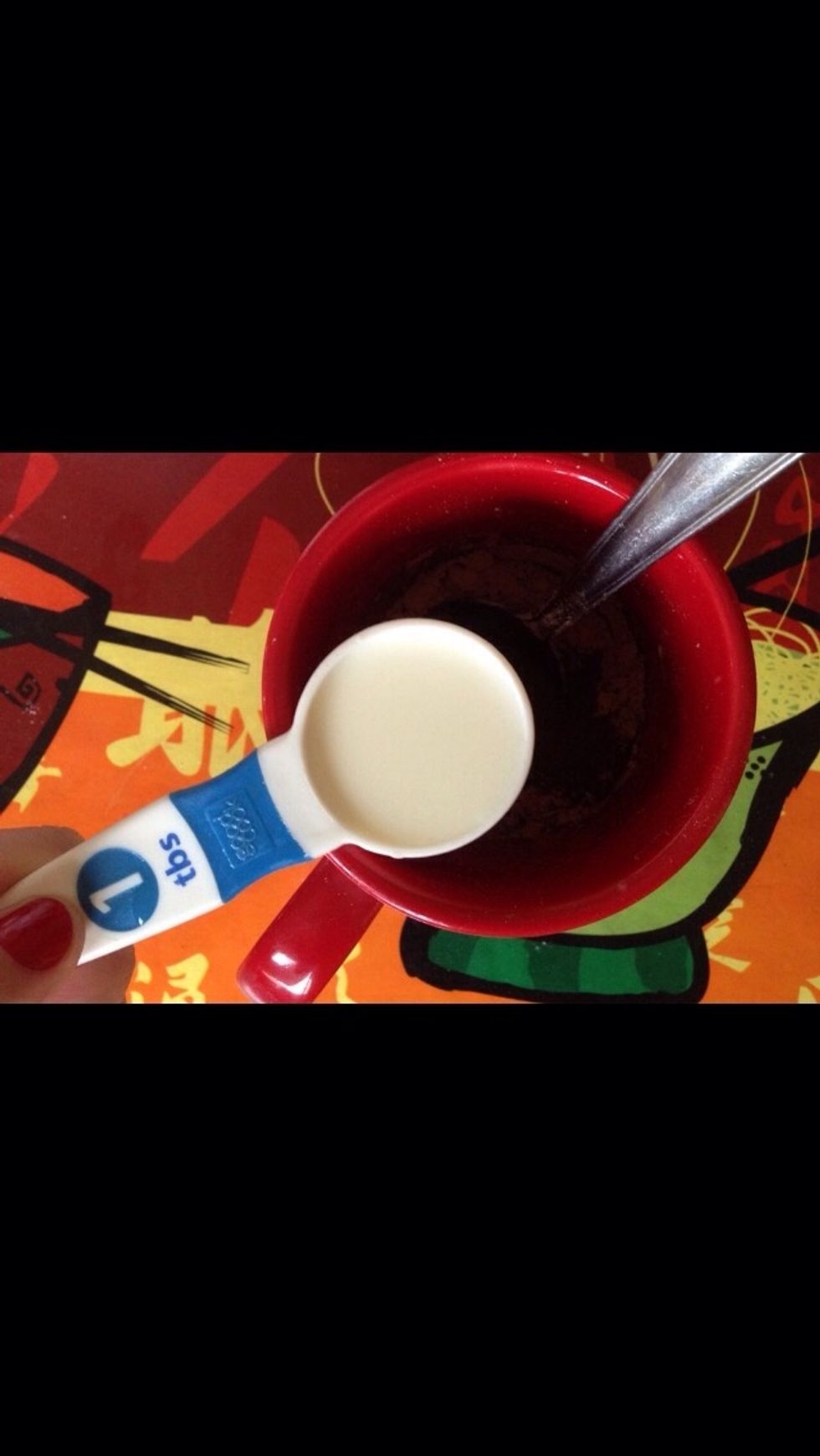 1 tbs of milk it could be warm or cold