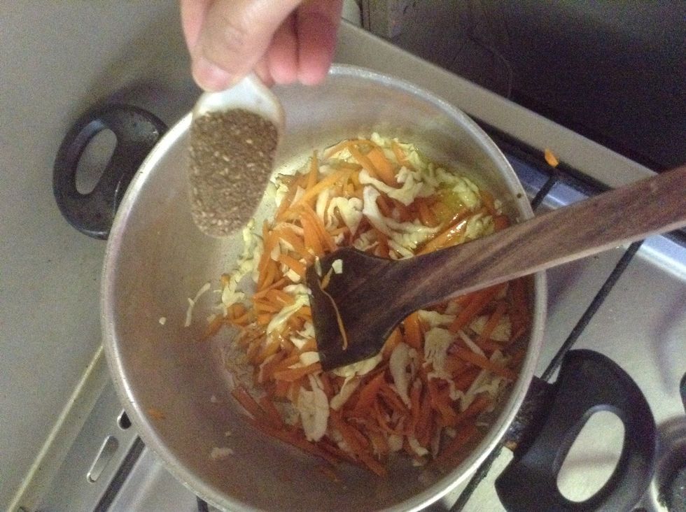 1 tbsp of black pepper and fry add lil salt to taste