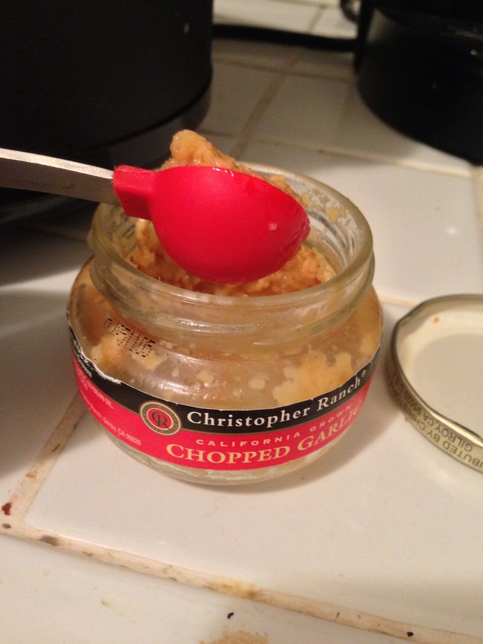 1 teaspoon of chopped garlic (I like the one in olive oil). 4 teaspoons of salt. Add both to crock pot and stir.