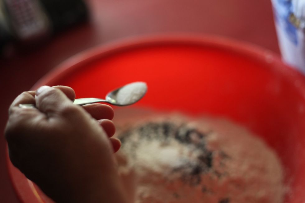 1 teaspoon of salt. This is a savory dish and you may add as much salt as you like, but let's keep it a bit healthy and away from blood pressure problems.