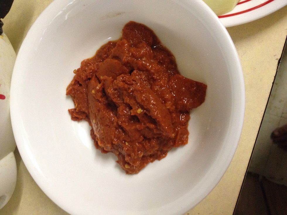 1. The dried chillies which had been made to chilli paste. You can buy the ready made but it will not taste as authentic as making your own