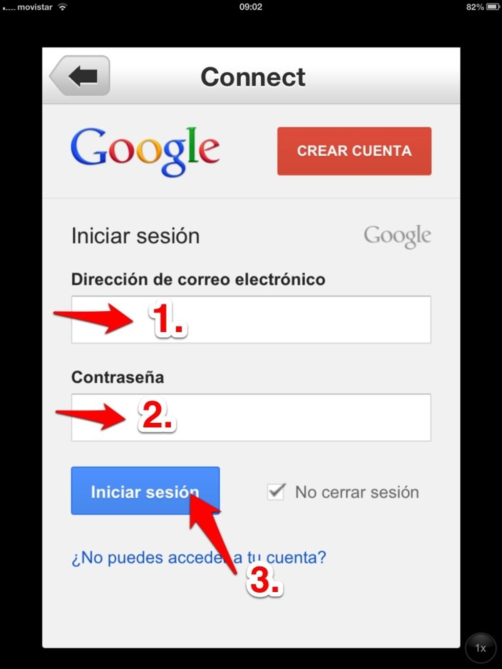 1. Usuari de Google (en el cas dels docents E.Sadako el que us hem facilitat de la compte 1000grues) 2. Contrasenya 3. "Tap" a "Iniciar sessi\u00f3"