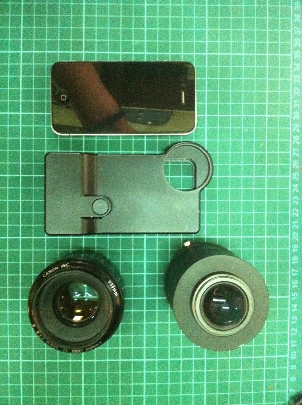 1 x iPhone4/4s 1 x iPhone camera case 1 x DOF adapter 1 x Canon SLR Lens