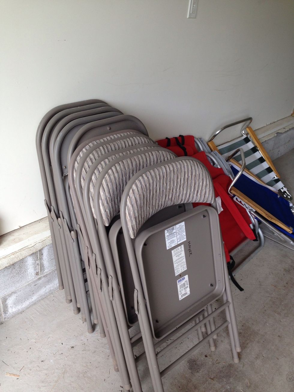 10 folding chairs taking up too much space in garage.