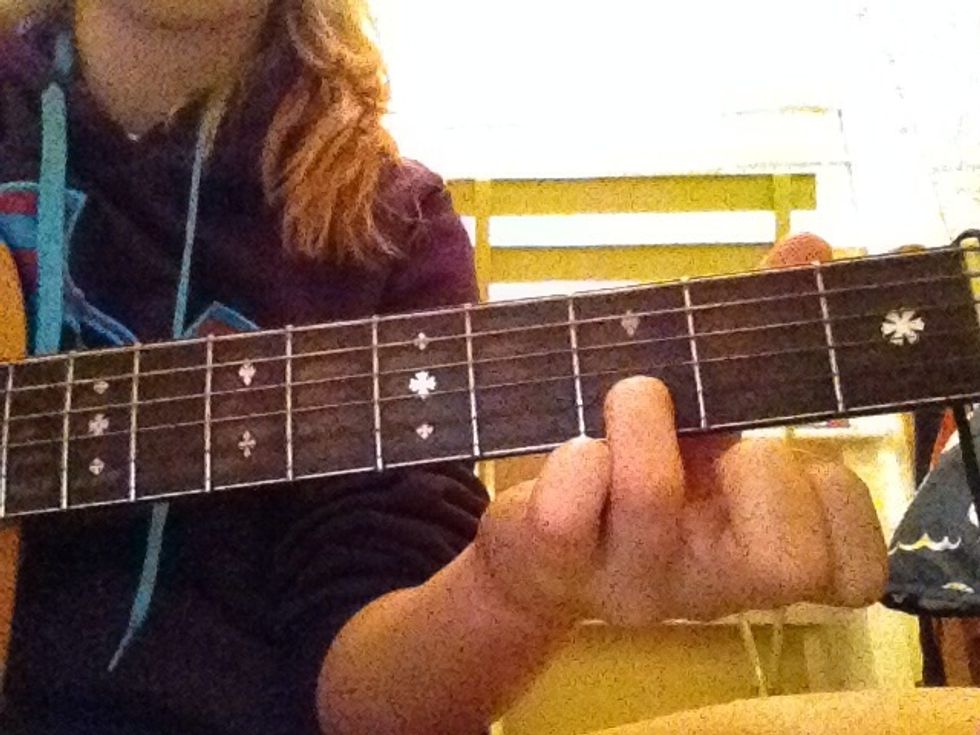 10.) Then, place your ring finger on the 3rd fret B string.