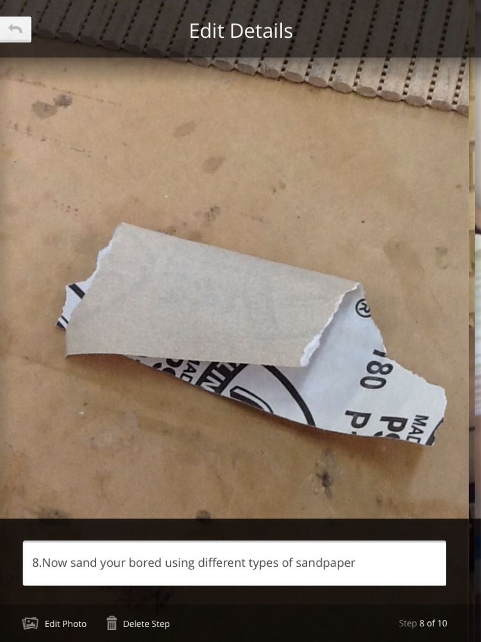11.Now sandpaper the rounded edge of your board