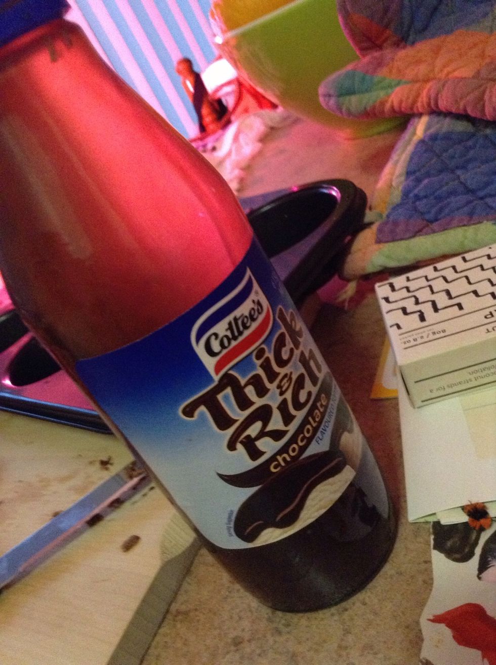 11.) Then pour out 1/2 cup (also maybe 1 cup) of chocolate sauce