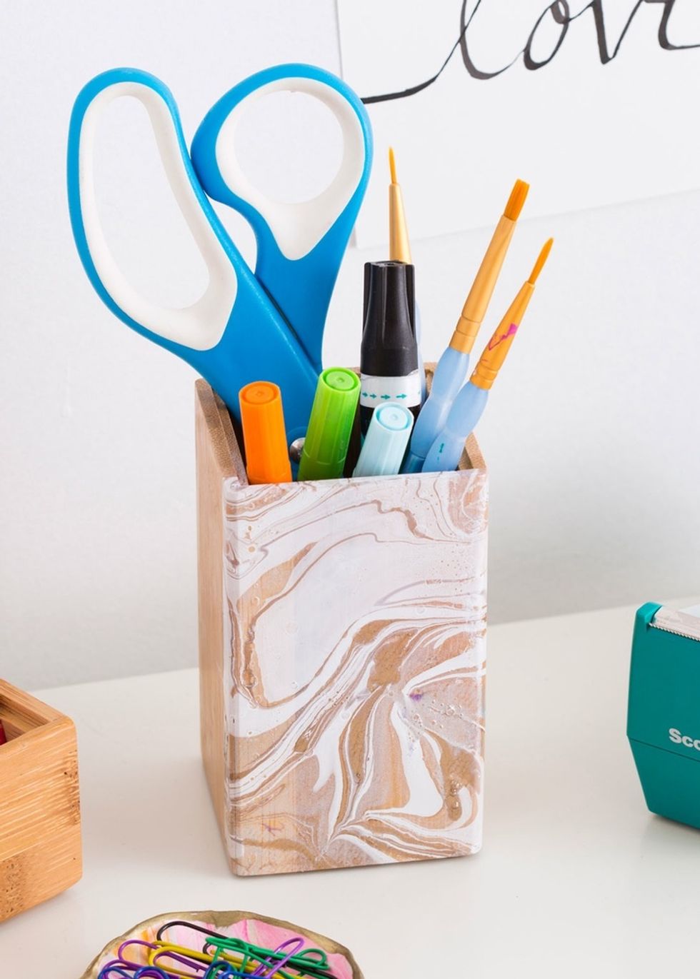 12. DIY Marbled Accessories: You guys, we made this with nail polish! This DIY technique is one of our all time favorites, gives great results and is extremely easy to make. http://go.brit.co/2hStiPc