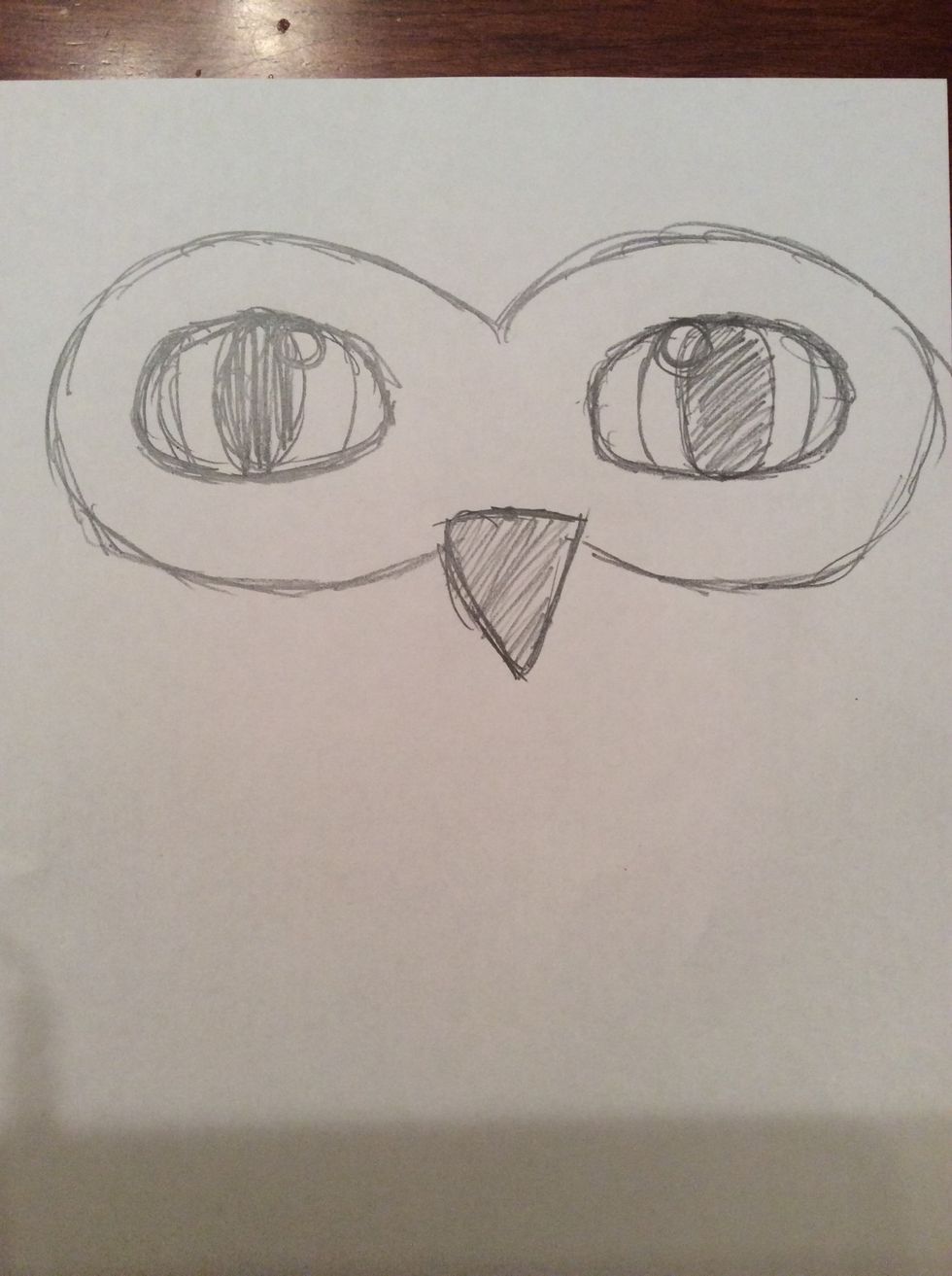 12. Draw a mask shape around the eyes, the bottom of the mask connecting to the middle of the beak. Refer to the picture above.