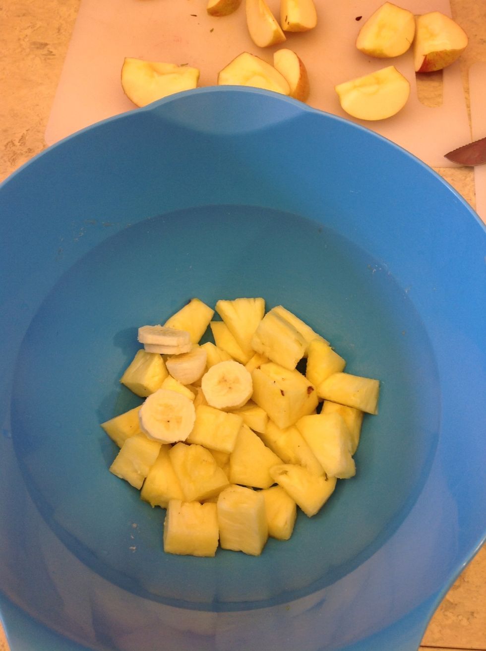 12. Put the bananas in the bowl.