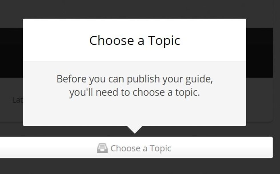 12.\tInnan du kan publicera din guide s\u00e5 ska du v\u00e4lja ett \u00e4mne att publicera den under. N\u00e4r du trycker p\u00e5 knappen review and publish kommer olika alternativ upp