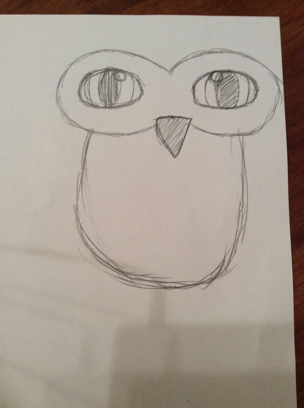 13. Draw a curved line starting from 5cm right of the beak and ending 3.5cm to the left of the beak.