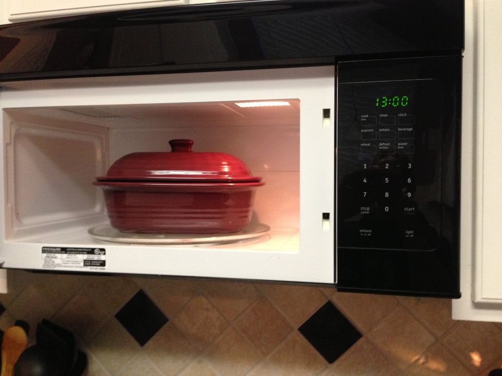 13 minutes in microwave on High