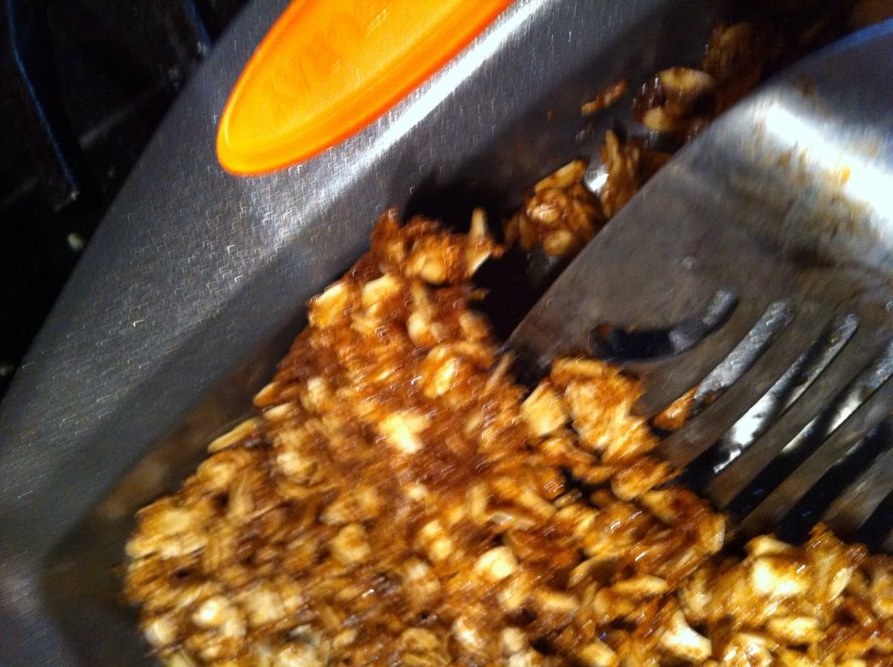 15 min more it's starting to turn into 'bark'. Break apart, turn and back in.