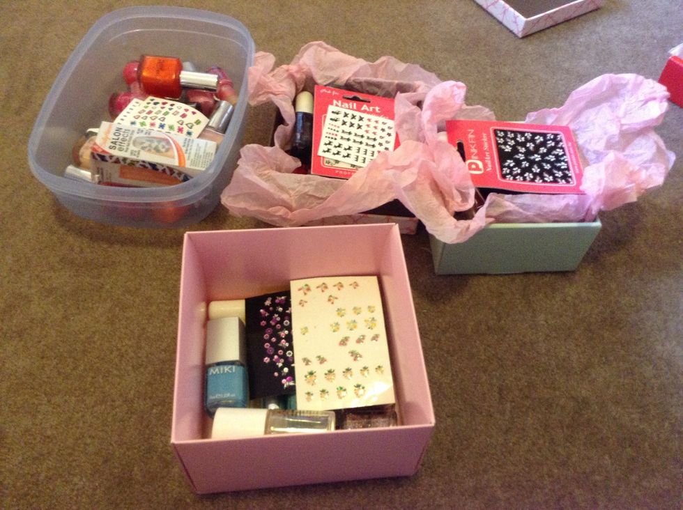 16. Then the last step is to place all of your nail polish, designs and art into a box for each season!