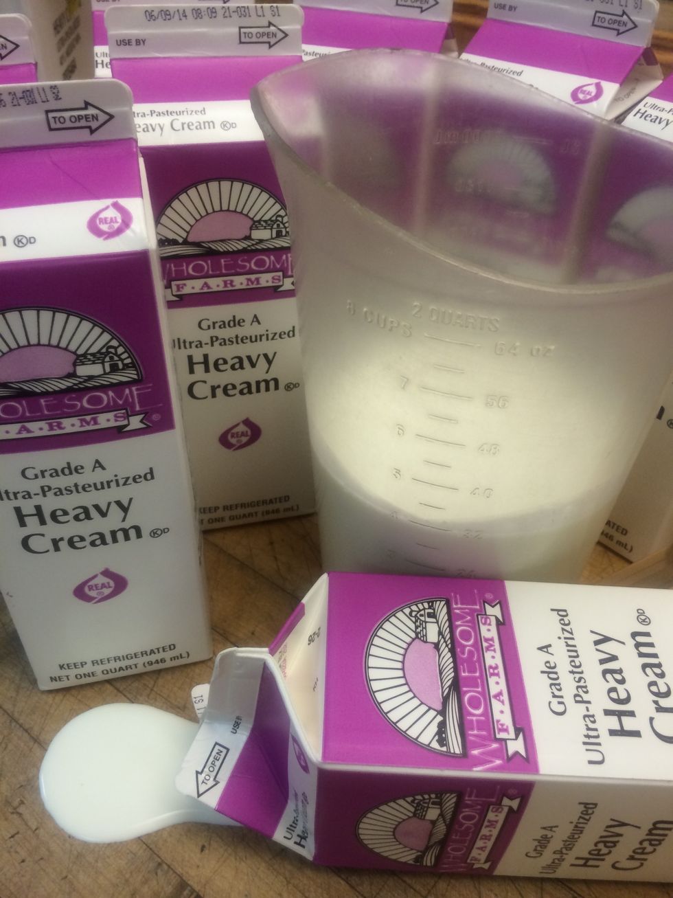 ... 18-20 quarts of heavy cream.