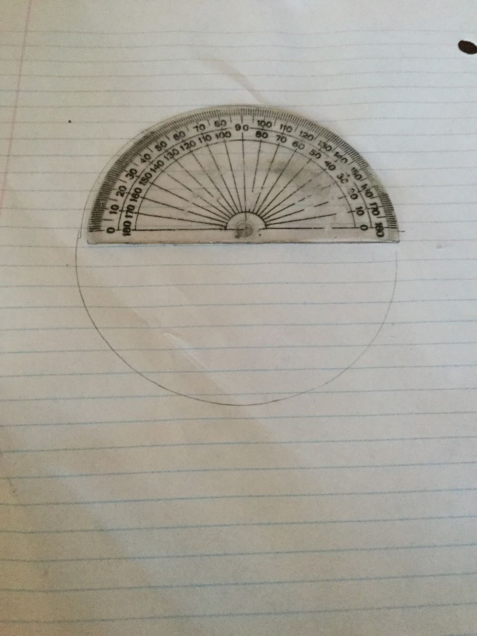 1st line up your protractor with your circle