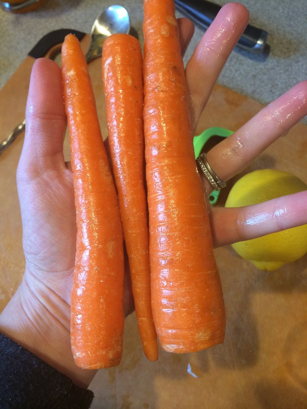 2-3 carrots peeled (unless organic, then I don't peel them) and ends trimmed