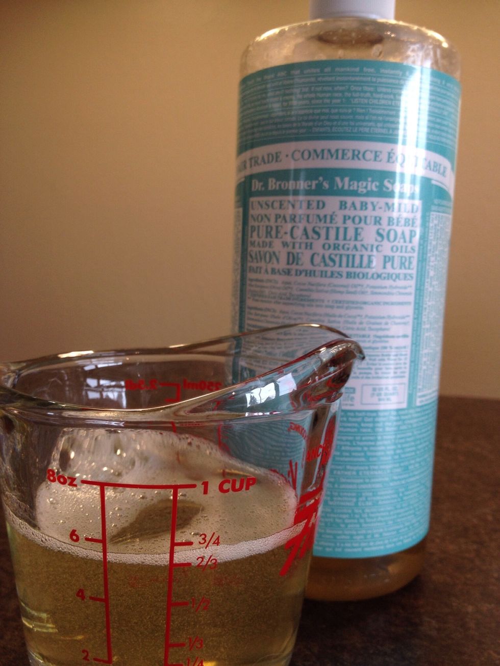 2/3 cup liquid Castile soap. I used Dr. Bronner's unscented, but you can choose any scent that will mingle nicely with coconut milk and your essential oil.