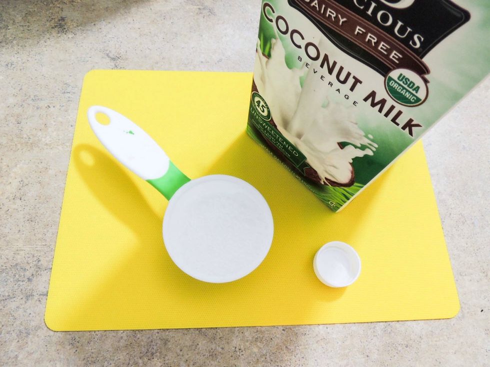 2/3 cups coconut milk (picture shows 1/3 cup)