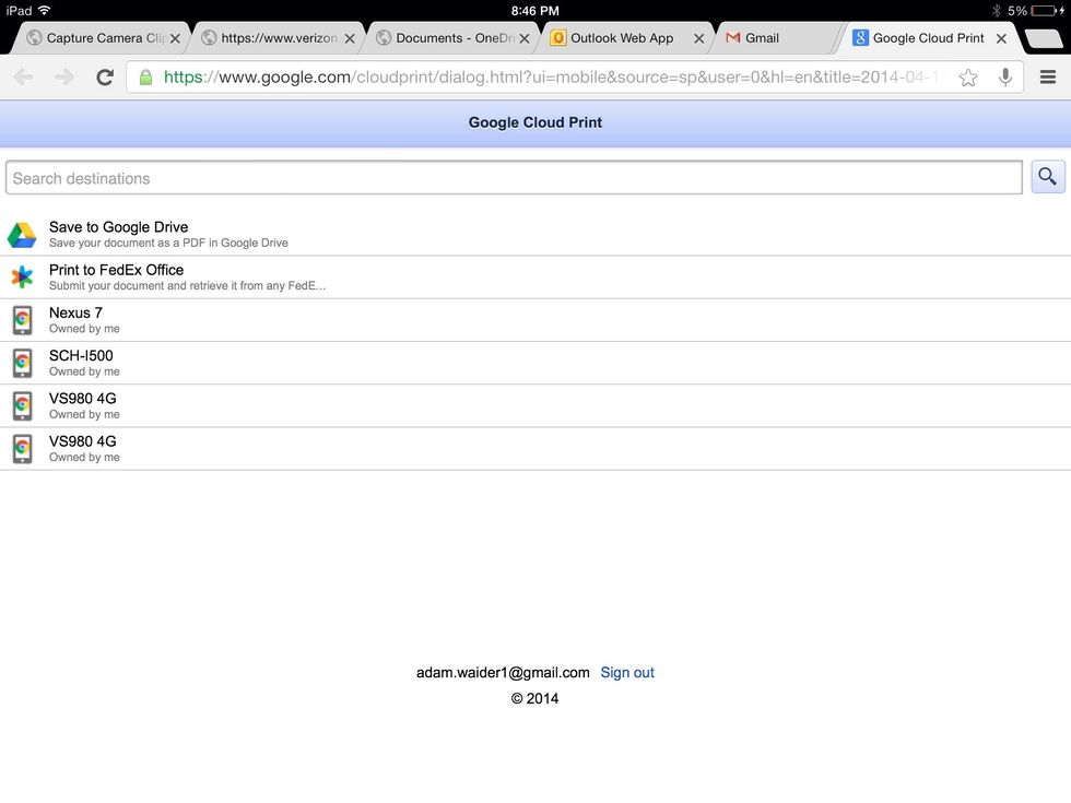 2:3 When Google Cloud Print opens, choose "Save to Google Drive."