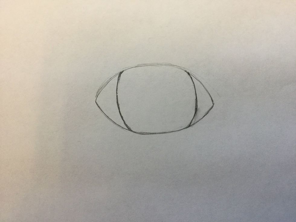 2. Add the iris and leave white space on each corner of the eye