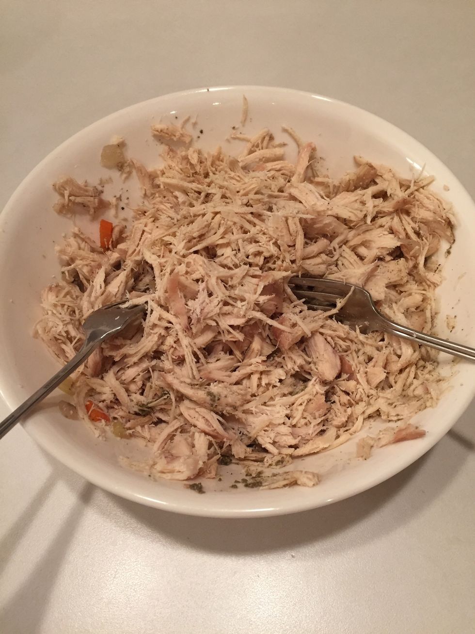 2 chicken breasts make a lot of shredded chicken!