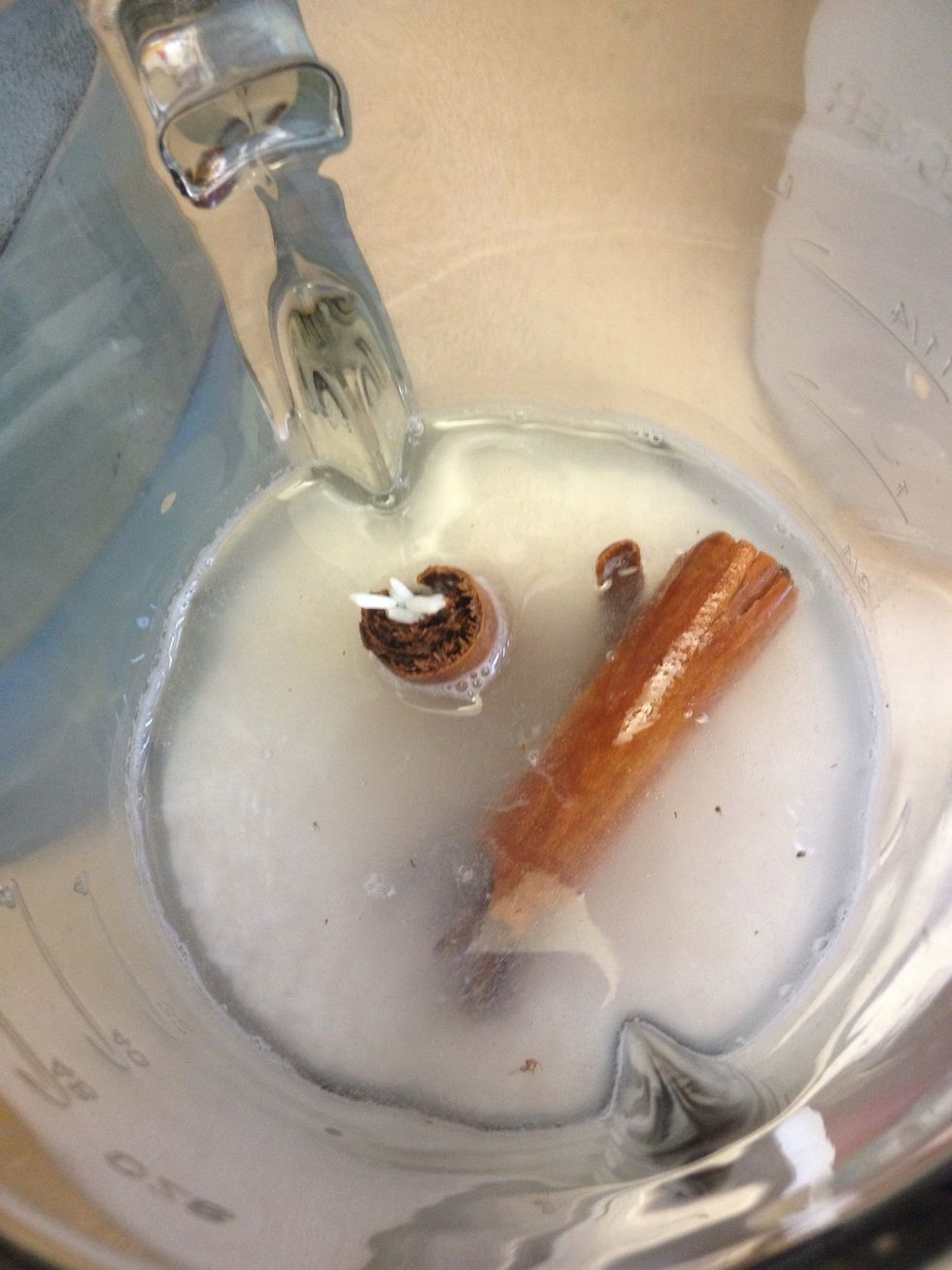 2 cinnamon sticks in the water with rice, this will soften them.